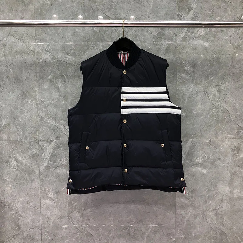 TB THOM Winter Men's Jackets Fashion Brand Down Navy Jacket Vest Matte Nylon Chest 4-Bar Stripe Thick Wholesale TB Thermal vest