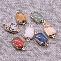 natural stone two hole connector exquisite charms rectangle pendant for jewelry making diy necklace bracelet accessory