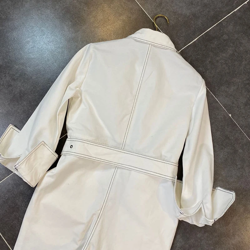 

Newest HIGH QUALITY Fashion Runway 2021 Designer Jumpsuit Women's Contrast Topstitching Belted Jumpsuit