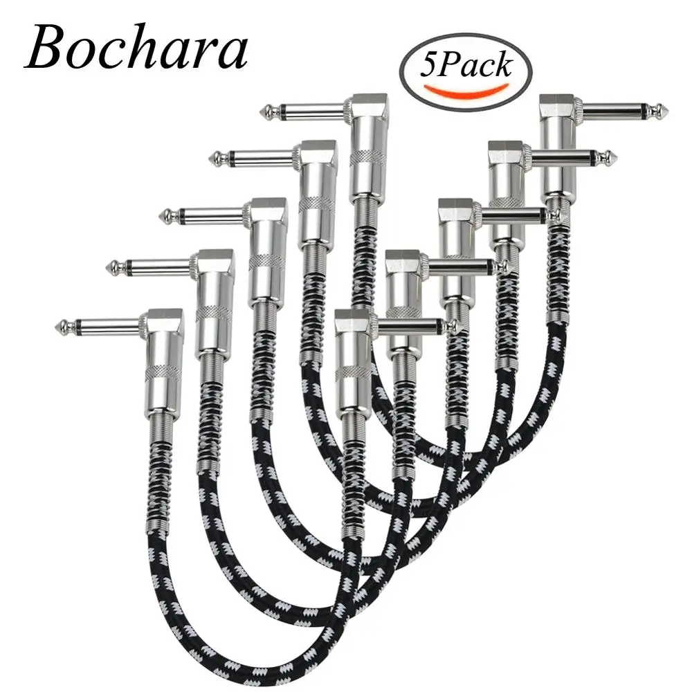 bochara 30cm stoff geflochtene 90 grad 14 jack 65mm zu 65mm ofc audio kabel für effektor elektrische gitarre mischer 5pack free global shippin