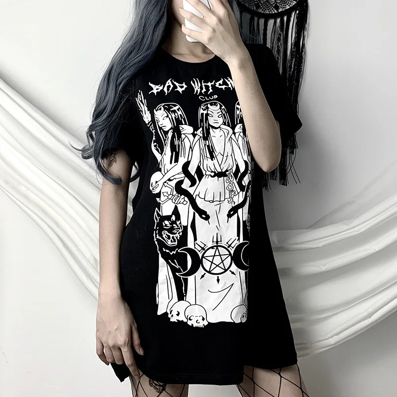 

Футболка женская летняя в стиле Харадзюку, топ оверсайз в стиле хип-хоп, панк, готика, с коротким рукавом, уличная одежда, базовая шикарная дл...