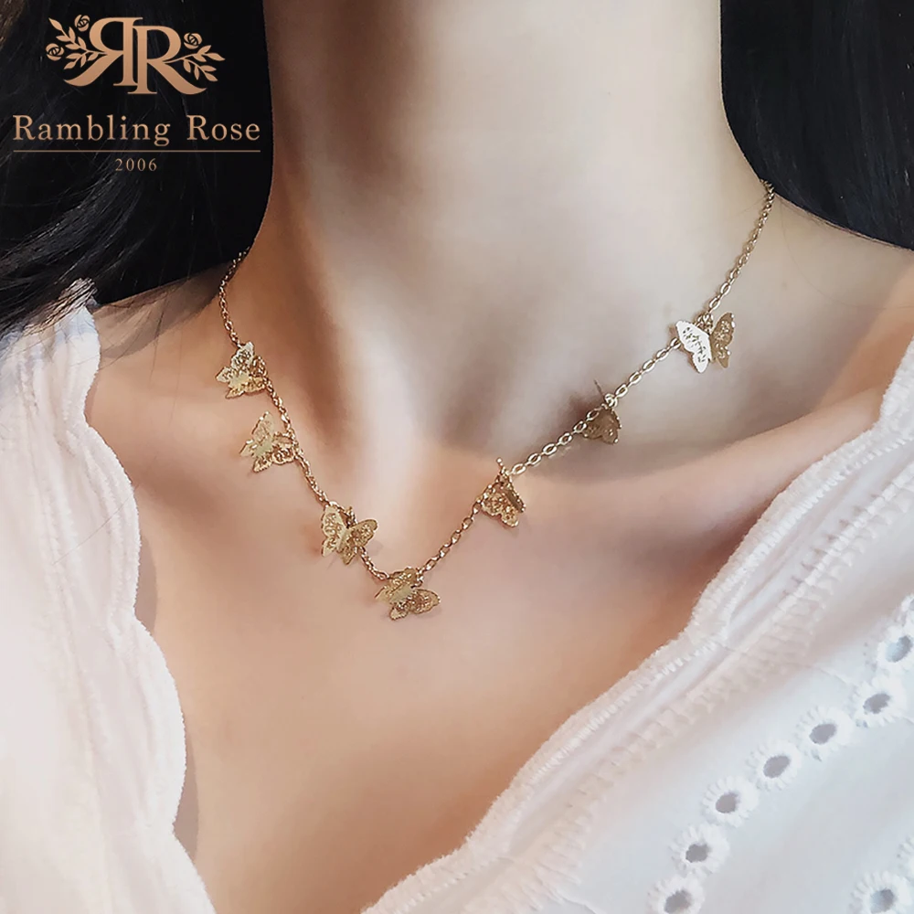 Модное милое колье чокер прекрасный покрыты золотом серебром бабочка ожерелье