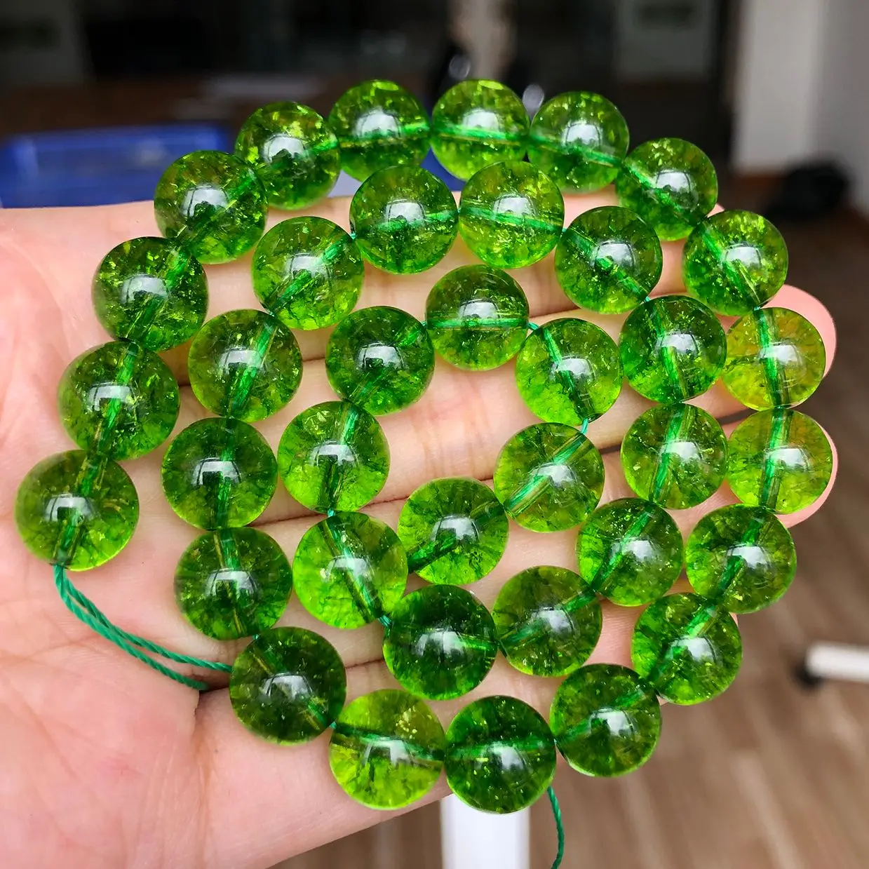 Природные зеленые треснувшие кристаллы кварцевые бусины искусственный Перидот