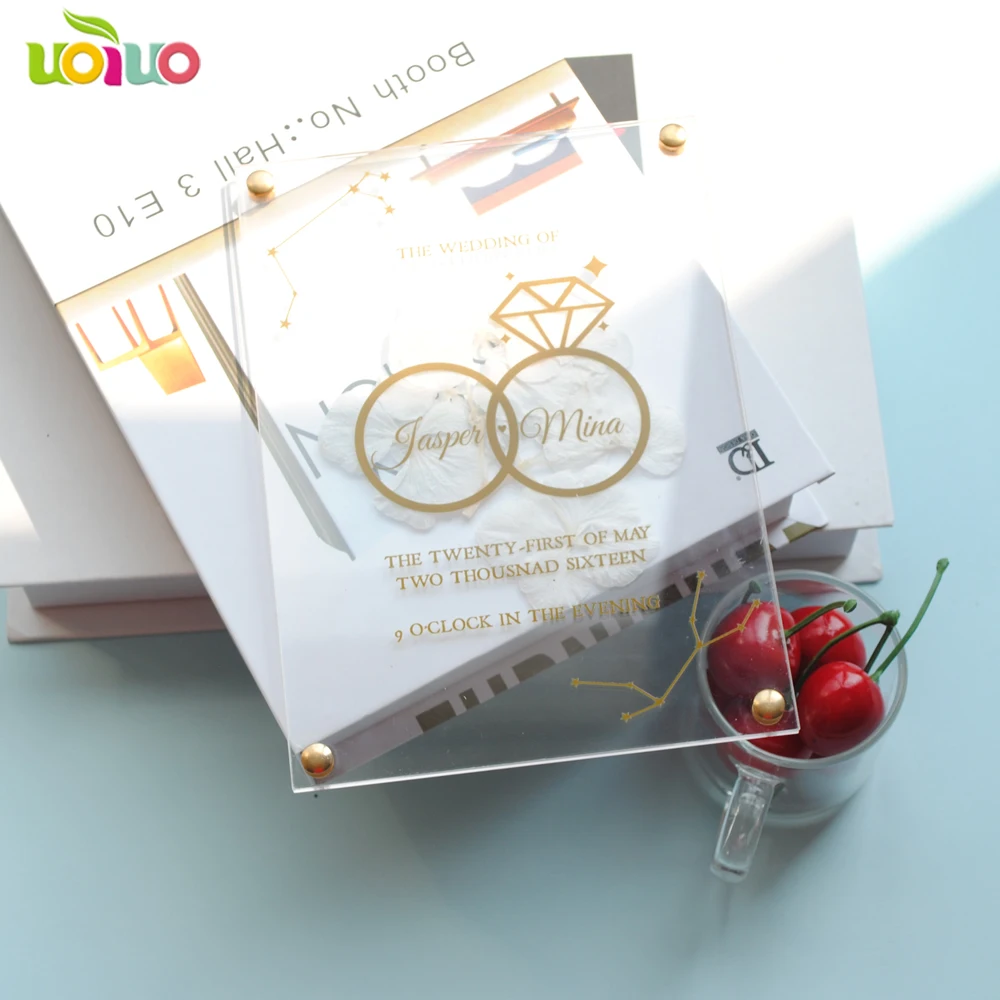 10 шт. акриловые свадебные приглашения с цветочным принтом|Коробки для свадебных