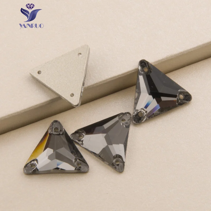 Black Diamond YANRUO 3270 треугольник 16 мм 22 мм все цвета пришитые камни стеклянные кристаллы стразы лучшее качество камни для одежды - Цвет: Black Diamond