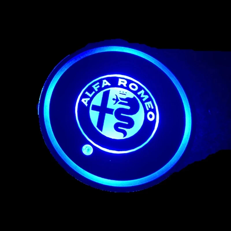 

2pcs Car Styling Interior LED Light Luminous Coaster Water Cup Bottle Holder For Renault Opel Saab Tesla Fiat kia Hyundai Seat