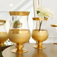 creative golden glass vase desktop hydroponic flower goblet decoration living room dining table flower vase wedding decoration