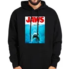 Толстовка с капюшоном Jaws, плакат фильма, черный, серый, бархатный, теплый, толстый, удобный, крутой, осенне-зимний, пальто, Свитшот