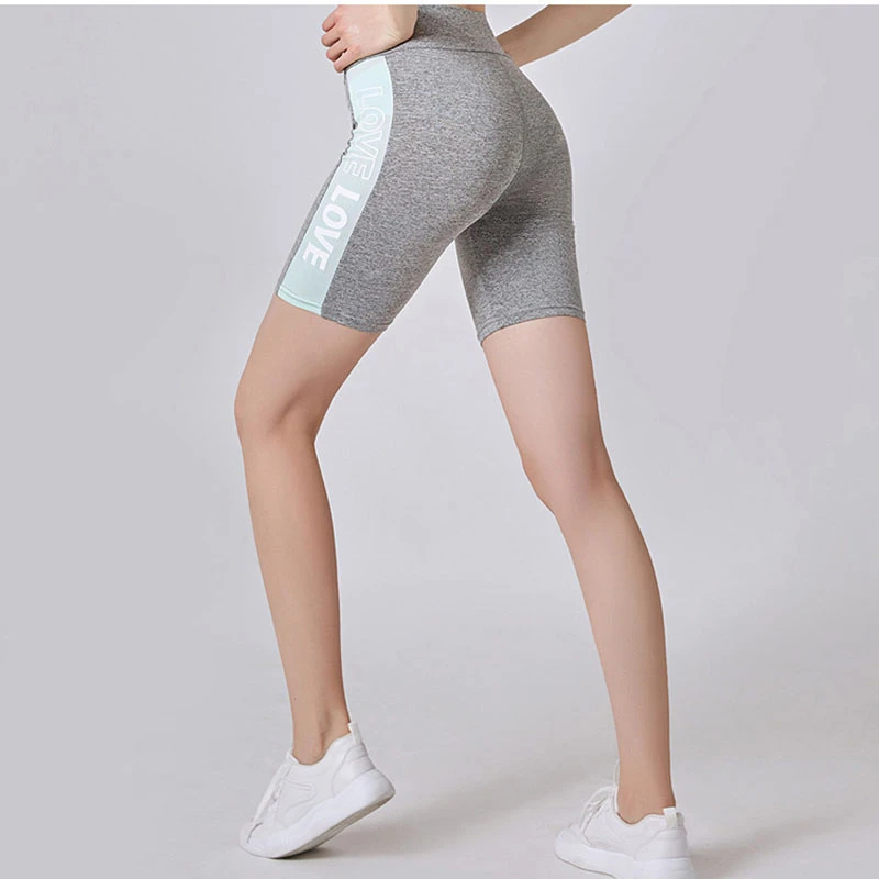 Fashion Letter Patchwork Yoga Shorts Women Solid Elastic Fitness Gym Training Workout Short Legging Female Sport Tights | Спорт и