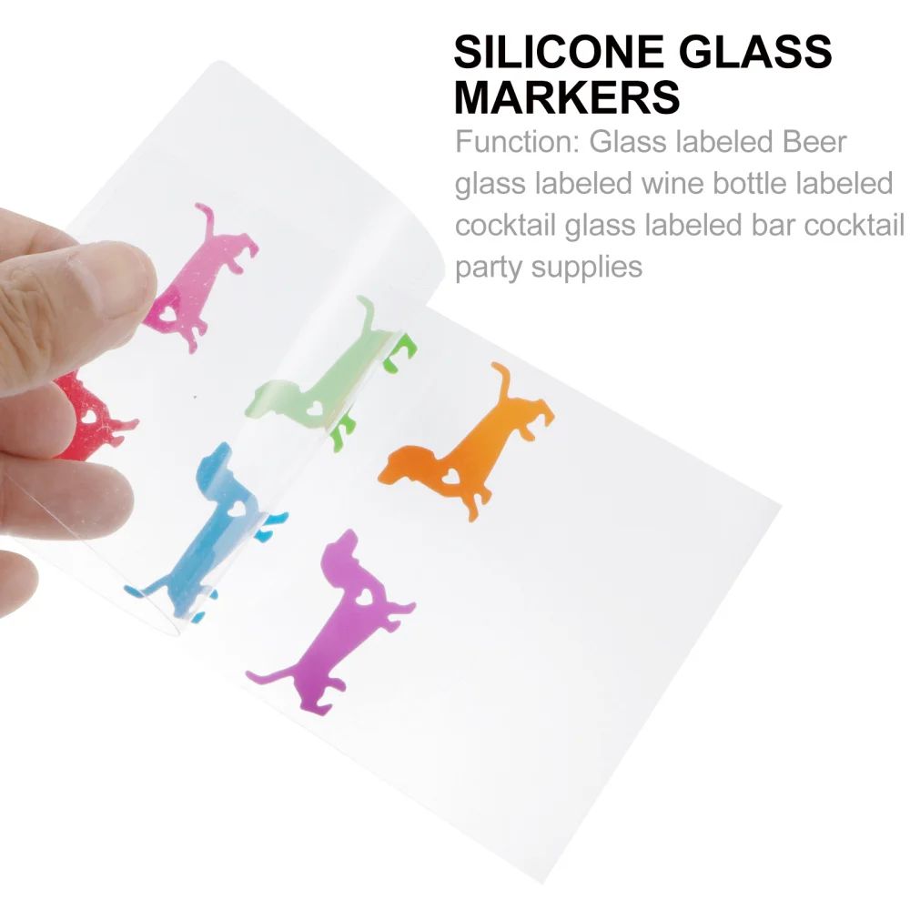 

12pcs Glass Markers Dachshund Shape Silicone Cup Identifier Cup Markers