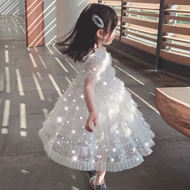 Летнее платье для девочек сетчатая пышная фатиновая юбка с изображением ангела