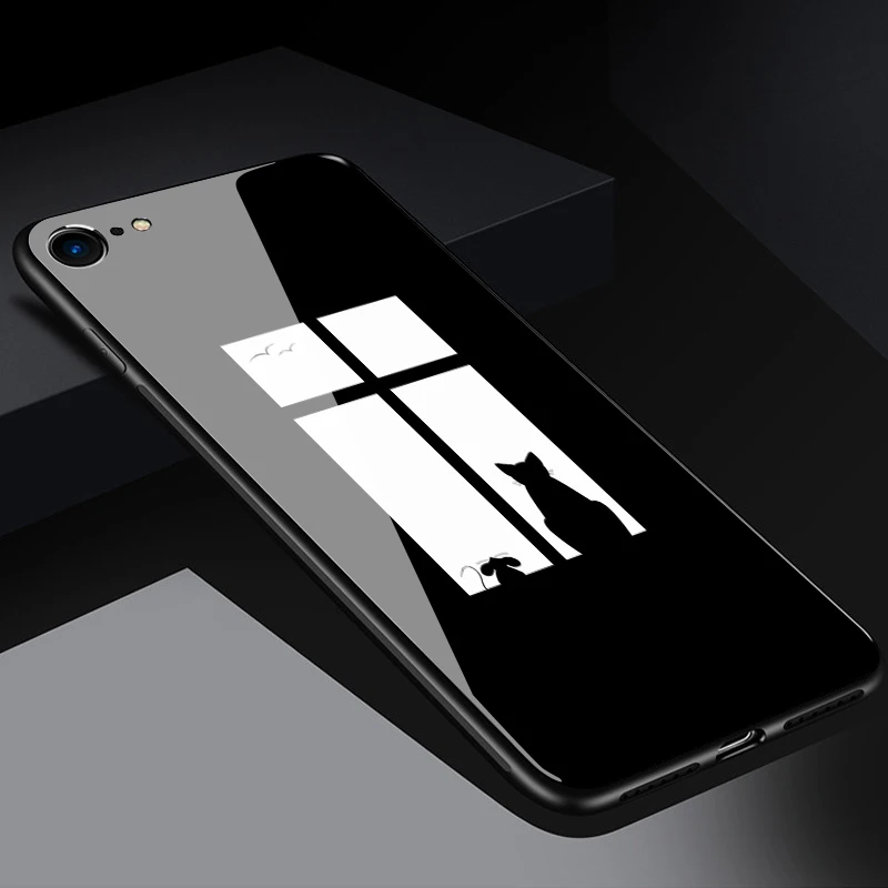 Тонкое закаленное стекло+ мягкая силиконовая рамка задняя крышка для iphone XM XS XR X 8 7 6 6S Plus чехол с изображением Луны и звездным принтом чехол для телефона s - Цвет: type 1
