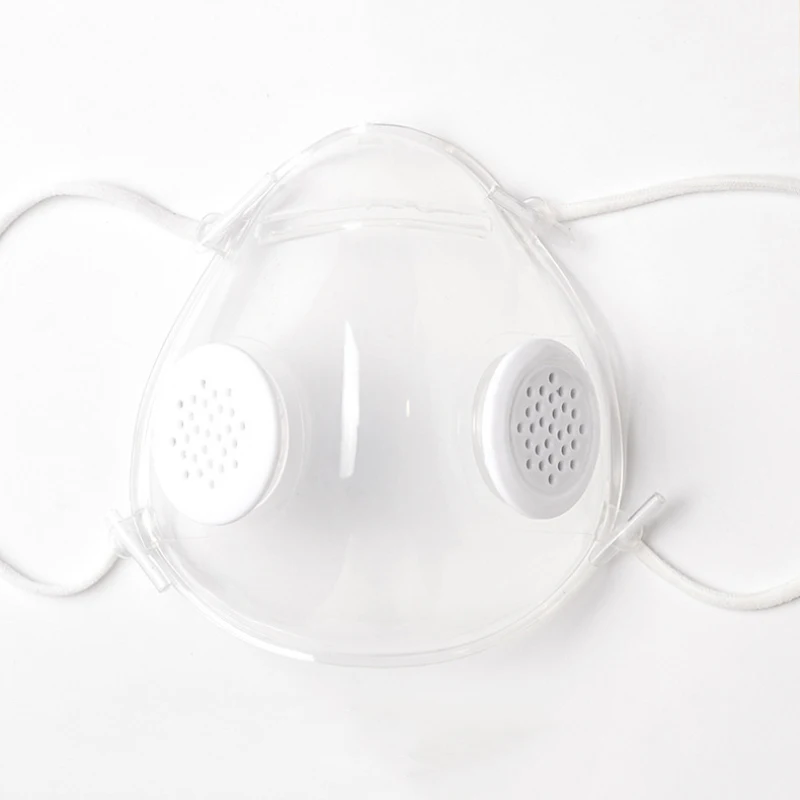 Силиконовая многоразовая маска с дыхательным клапаном прозрачная глухая для губ