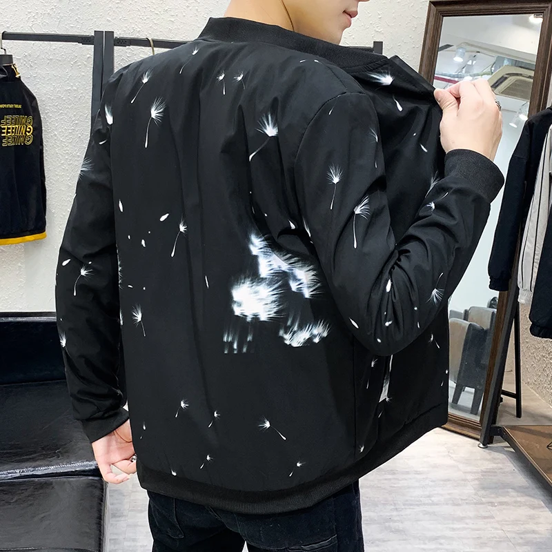 Мужская куртка 2019 весна и осень Новая повседневная мужская модная со стоячим
