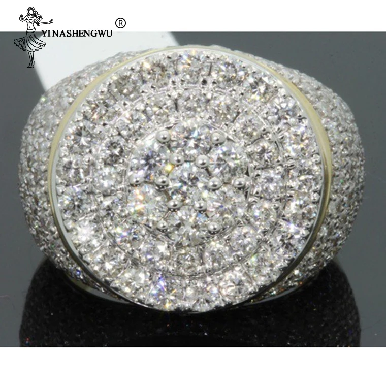 Большие хип-хоп Стразы для мужчин Iced Out Bling квадратное кольцо серебряного цвета Pave