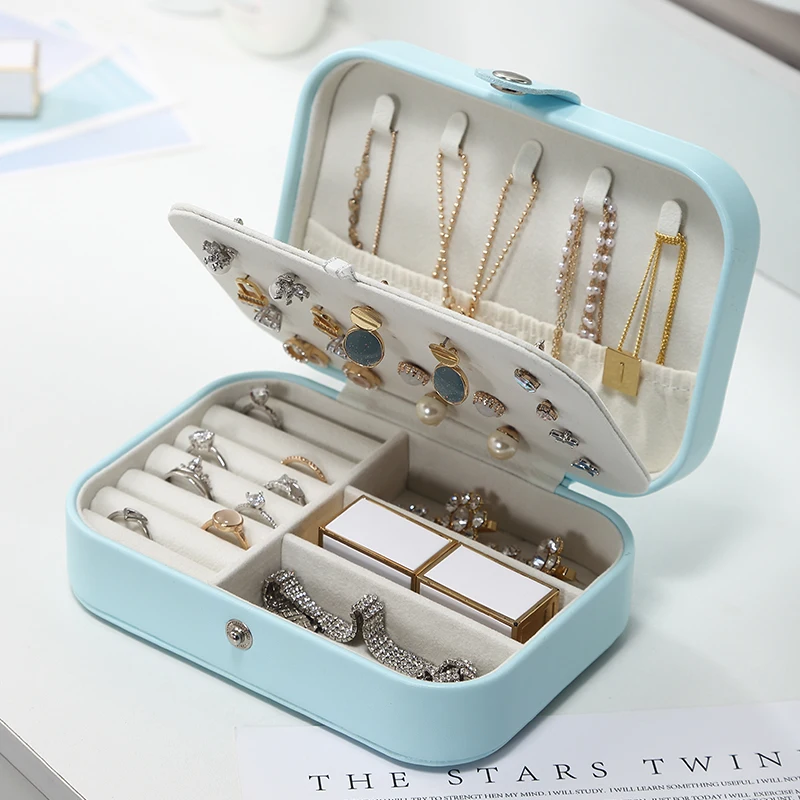 2021 портативная коробка для хранения ювелирных изделий из искусственной кожи