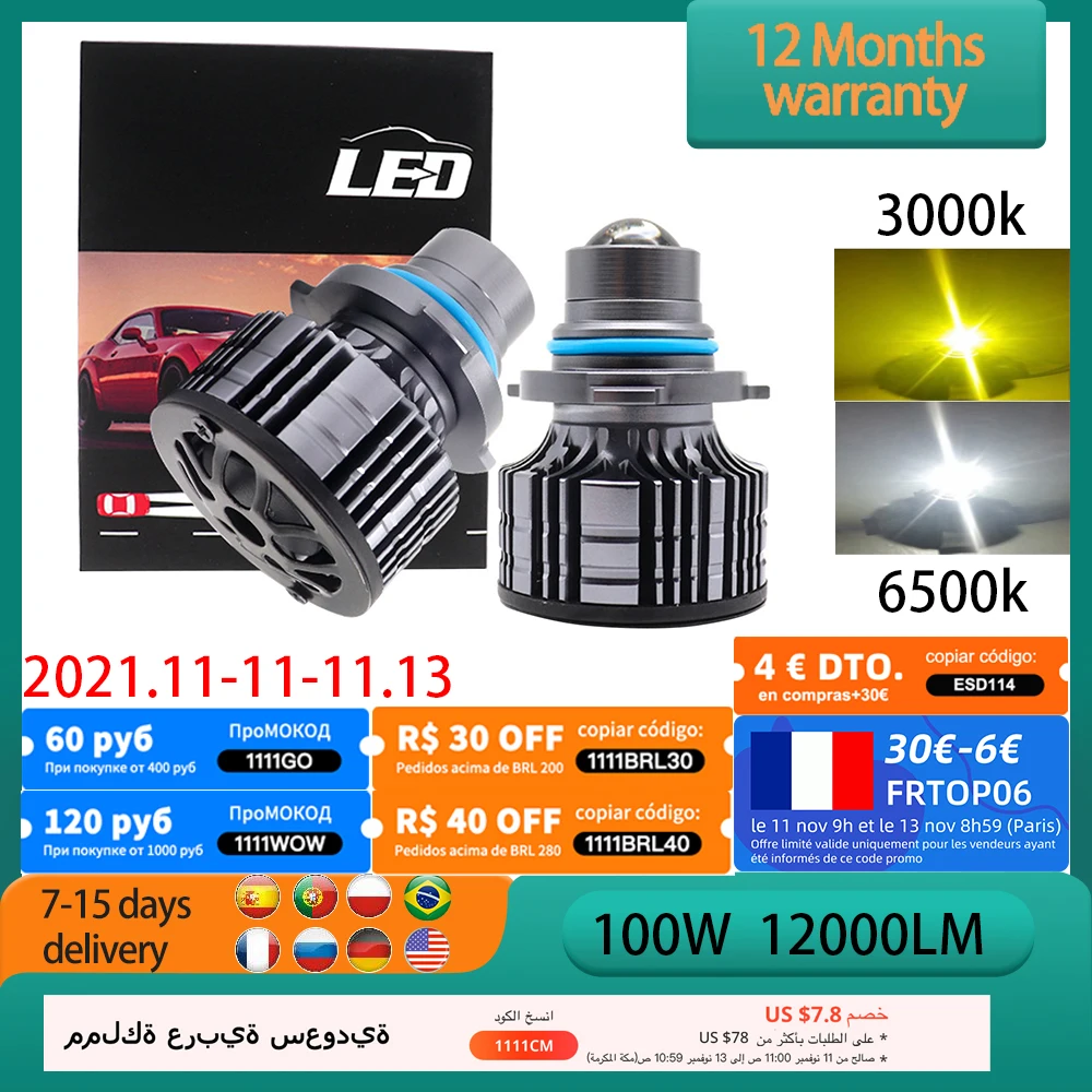 MAHAQI H7 светодиодный H11 Светодиодный 100W 9005 lm Canbus автомобильные фары H8 H9 9006 HB3 HB4