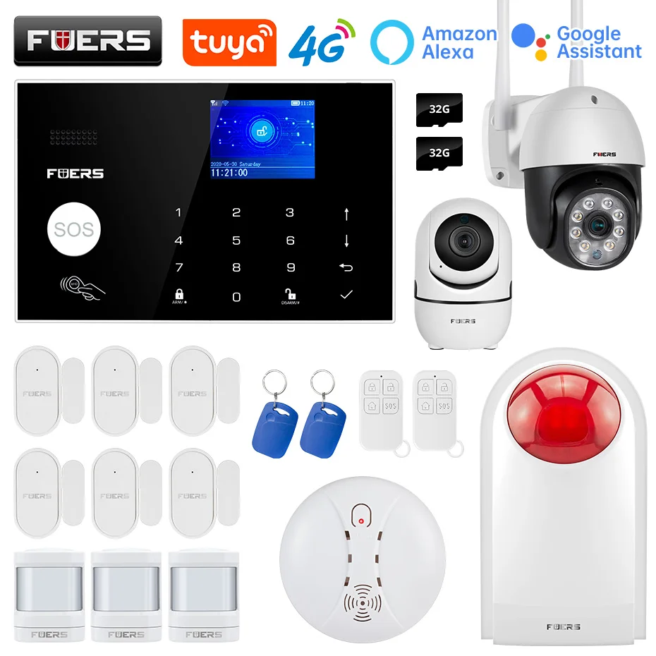 FUERS Alarm Системы WI-FI 4G Tuya Smart домашняя система охранной сигнализации беспроводная