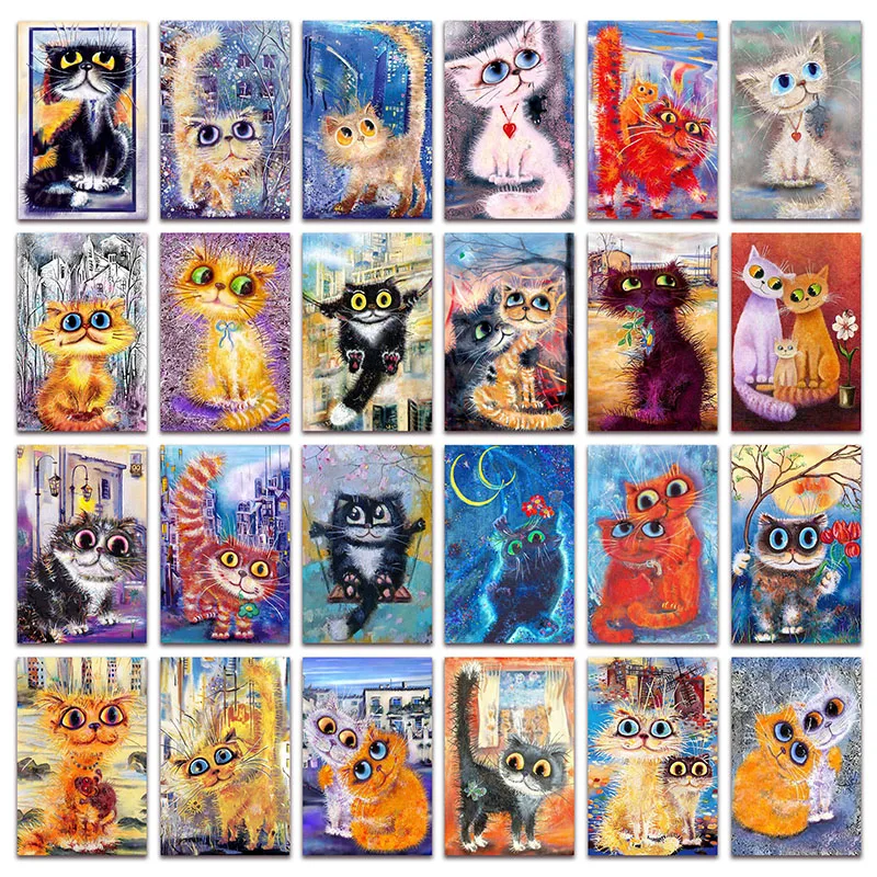 

New 5D DIY Diamond embroidery Cartoon Cat Full Diamond painting mosaic Home decor Animals kitten cross stitch picture E069