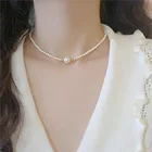 Чокер Kpop с жемчугом Женский, украшение на шею, цепочка с подвеской в виде цветка, цепочка с бусинами в стиле бохо, Ювелирное Украшение, ошейник для девушек, 2021