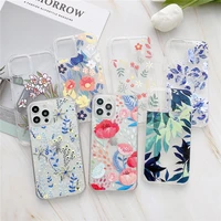 lovely shockproof blue floral phone case for iphone 12 mini 11 pro xs max xr x 8 7 plus se 2020 soft tpu transparent back cover
