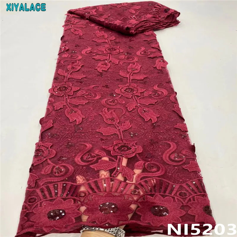 

African Lace Fabric French Tissue Net Lace Fabric Sequins Nigerian Lace Fabric For Party DIY Dresses KSNI5203