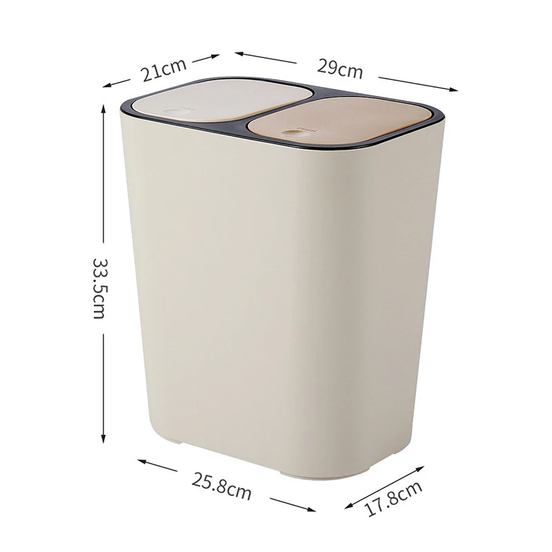 

15L Trash Can with Lid Dual Grid for Home Kitchen Waste Garbage Bin Classified Recycle Dustbin Garbage Cans Bathroom Trash Can
