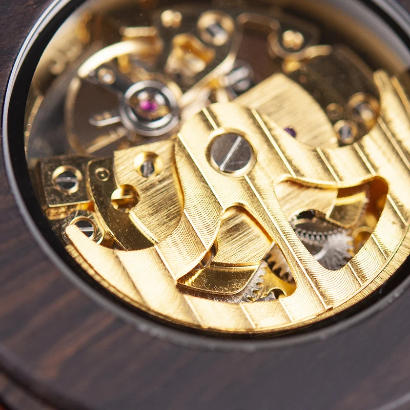 

BOBO BIRD Men's Wood Watch Automatic Mechanical Watch Movement Luxury Casual WristWatch Luminous Hands with Wooden Box