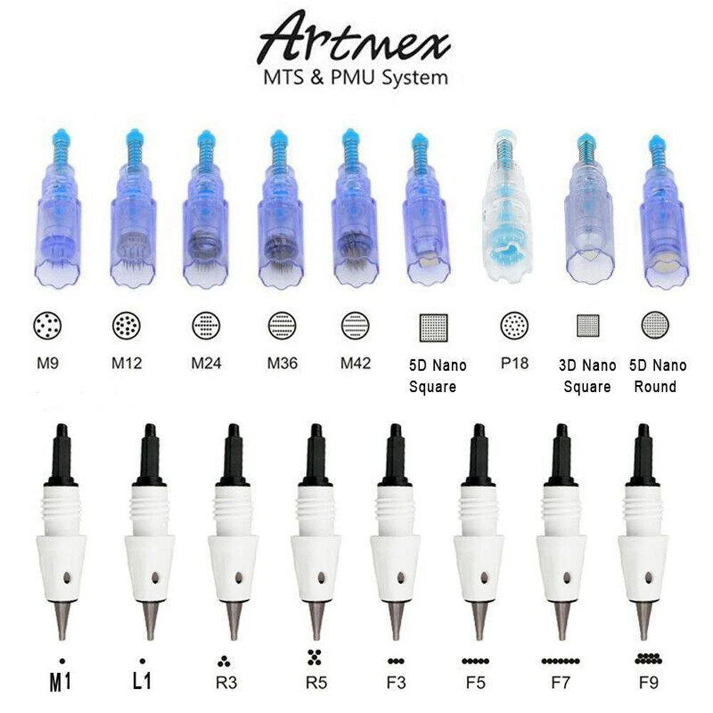 Artmex-cartuchos de aguja MTS PMU para máquina de maquillaje, delineador de cejas, labios, V3, V6, V8, V9, V11