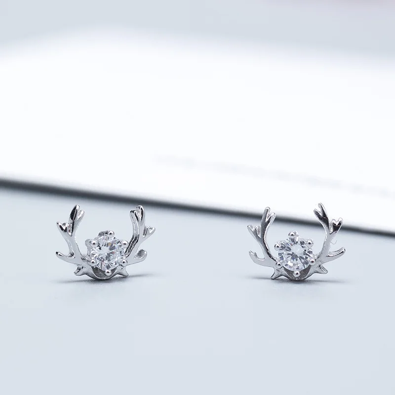 Acecare новые серьги с лосем из циркона S925 Серебряный Материал простые рога