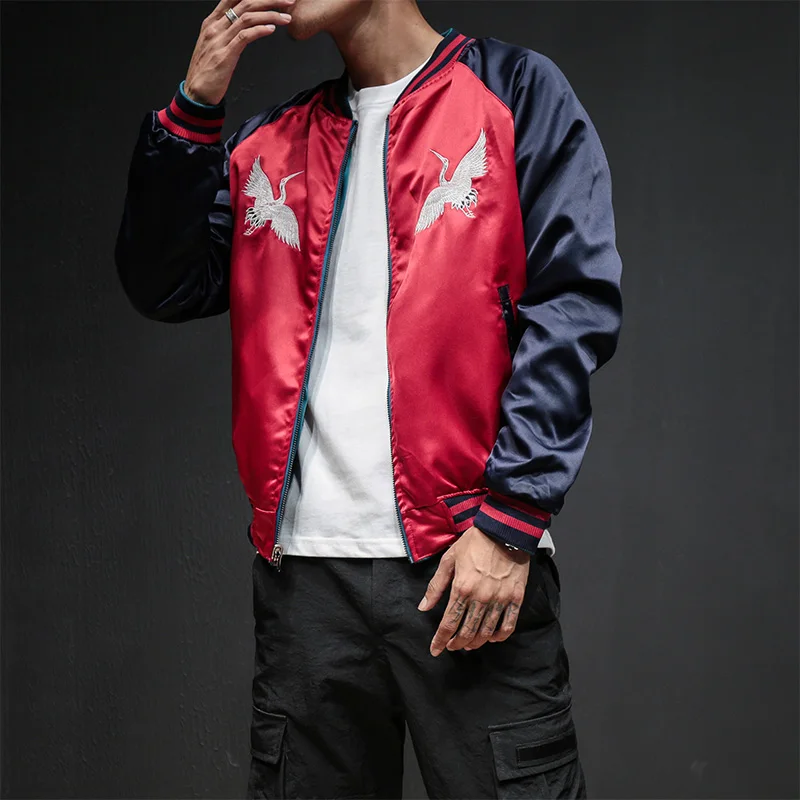 

Bomber Hip Hop Baseball Men brand Jacket Yokosuka Souvenir Two Sides Luxury Jackets Streetwear drop ship discount top coat