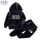 Комплект детской одежды Humor Bear, сезон весна-осень 2022 года, Спортивная Вельветовая одежда с капюшоном и длинным рукавом для детей ясельного возраста, 2 шт.
