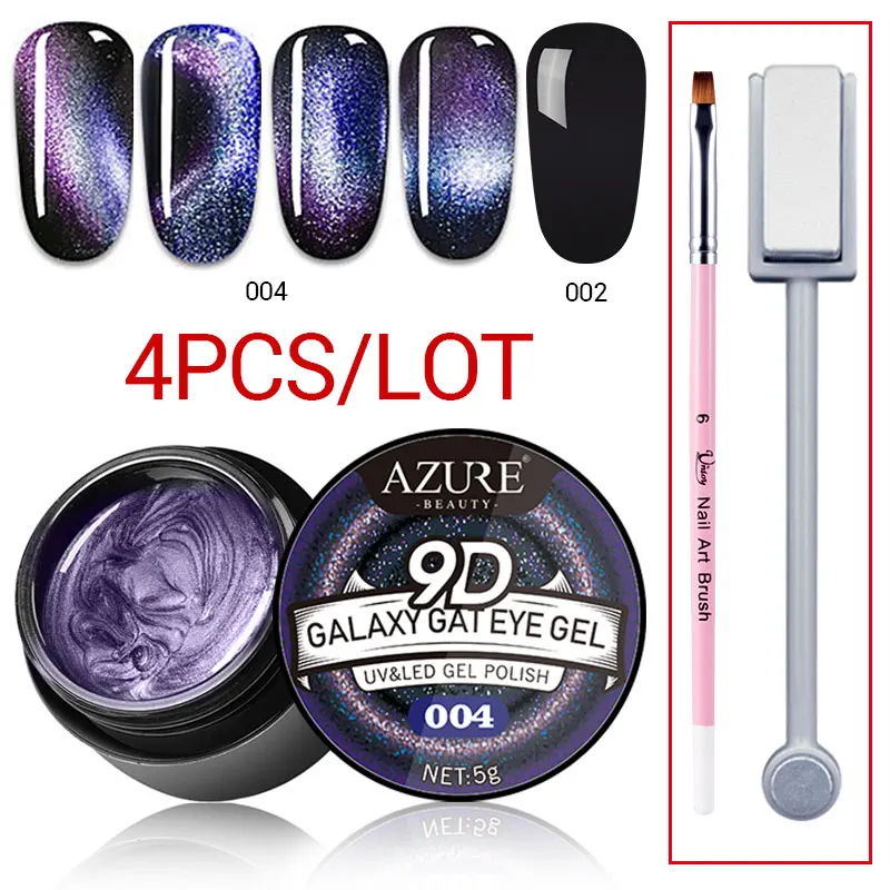 AZURE BEAUTY 4 шт./лот Galaxy Cat Eyes Led Гель-лак замачиваемый Хамелеон УФ-Гель-лак для ногтей