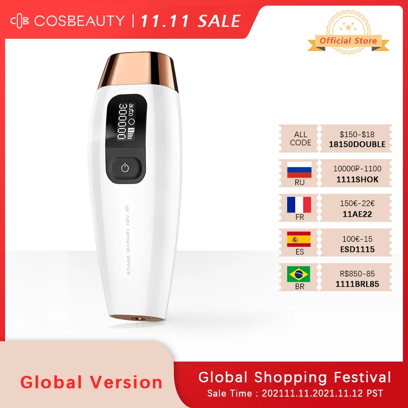 

CosBeauty PerfectSmooth 2.0 IPL Hair Removal Device 0.9s To Flash 30,000 Flashes Laser Hair Removal Epilator For Full Body Face