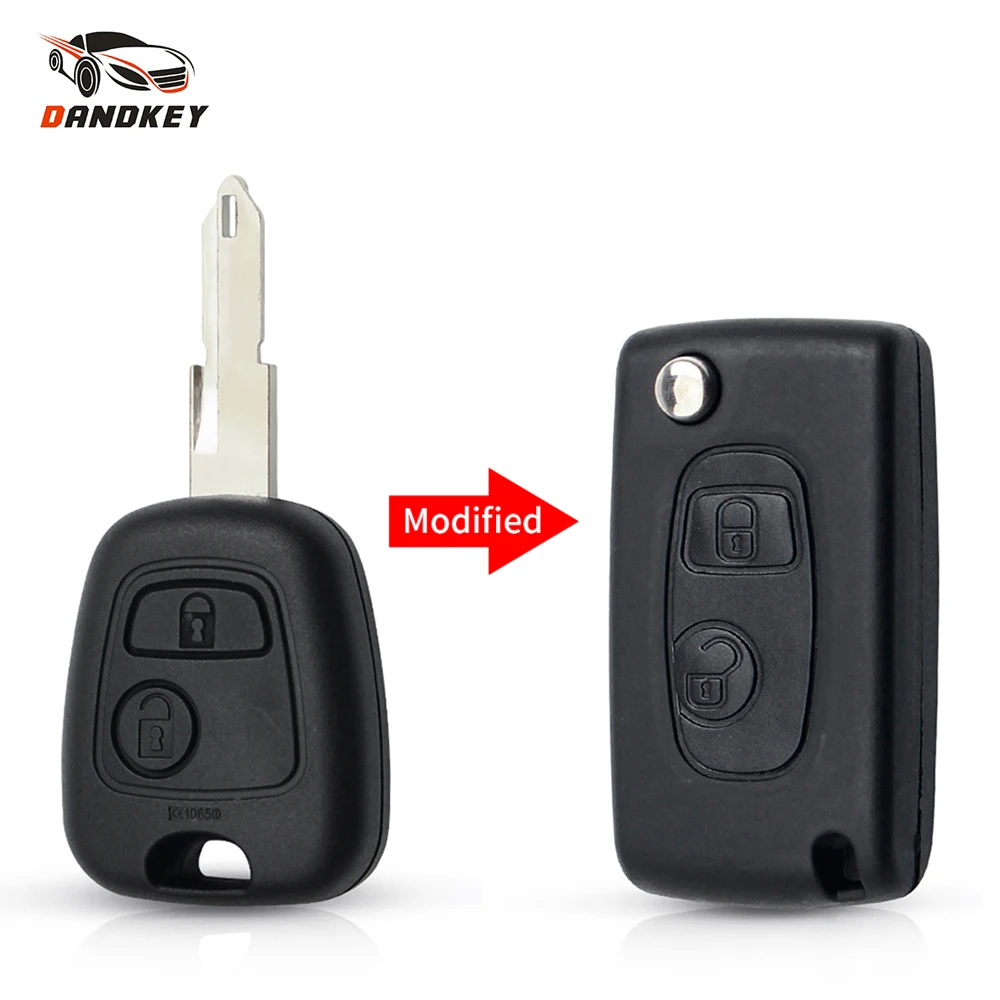 Dandkey изменение складной флип удаленный Оболочки 2 Пуговицы для Peugeot 106 206 306 406 Citroen C2