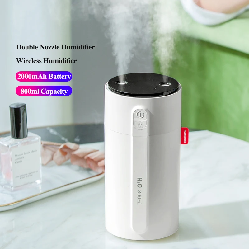

Dual Nozzle Smart Induction Air Humidifier Portable Wireless USB Water Diffuesr Humidificador 2000mAh Battery Mist Maker Fogger