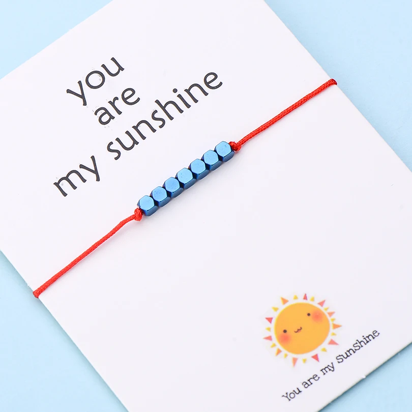 IYOE Wish Card You Are My Sunshine крошечные бусины браслеты с подвесками для женщин и мужчин геометрические бусины ручной работы красный браслет с нитью подарок
