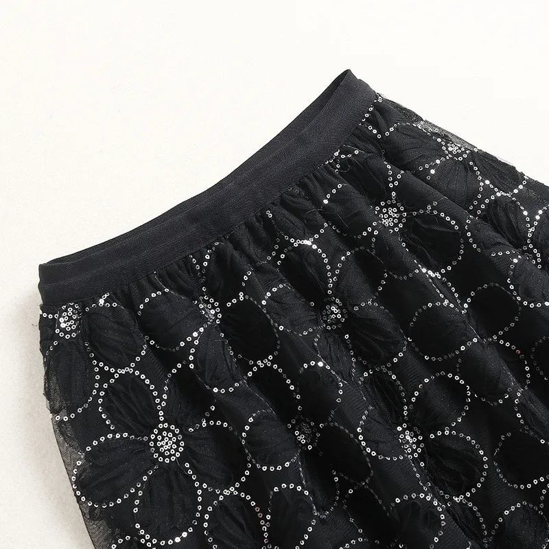 

High Quality Women Winter Suits Runway Designers Long Sleeve Pullover Knit Top+Tweed Vest+Sequined Skirt 3 Piece Clothing Sets