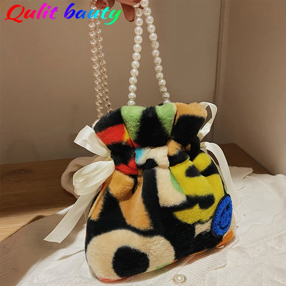 Новая весенняя плюшевая женская сумка-мессенджер на шнурке Маленькая сумка