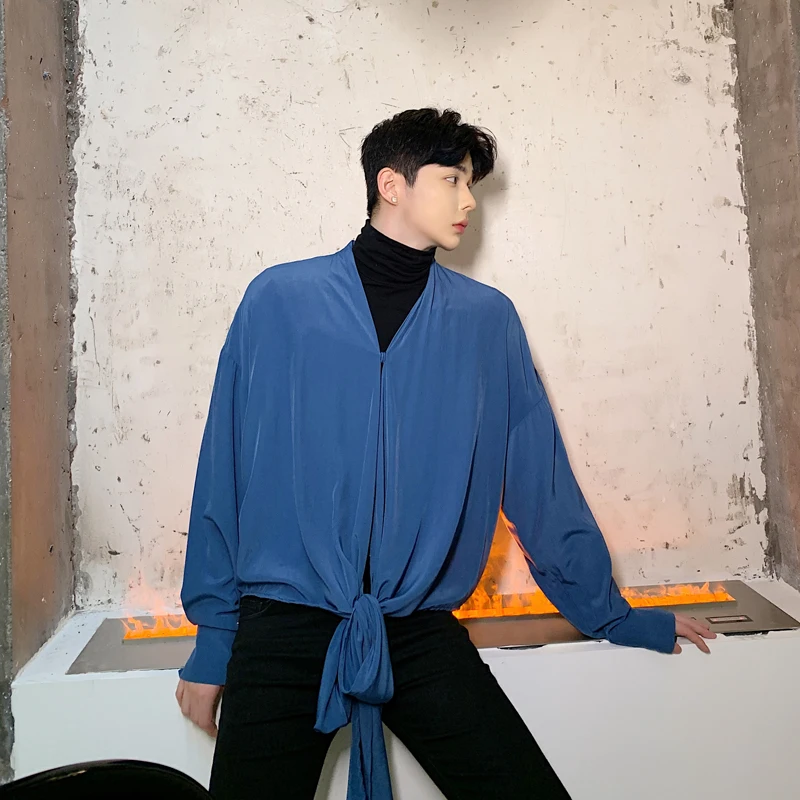 Мужские рубашки на молнии мужские платья кружевная рубашка 2019 осень Новое