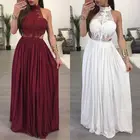 Женское длинное вечернее платье макси, Пляжное Платье, белое, винно-красное летнее платье