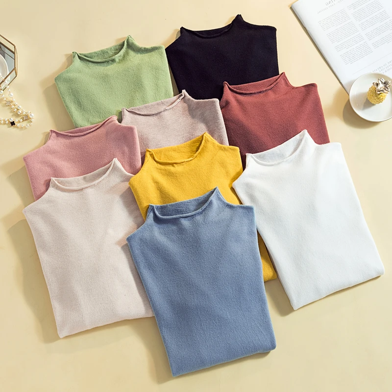 Женский Однотонный свитер с круглым вырезом Женские базовые свитера модная