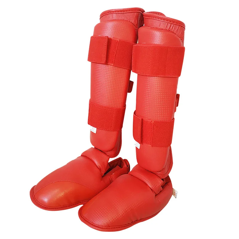 

1 Pair Factory Price Karate Protector One-piece Knee Guard Leg Guard Feet Guard Customized Logo Karate Protective Gear