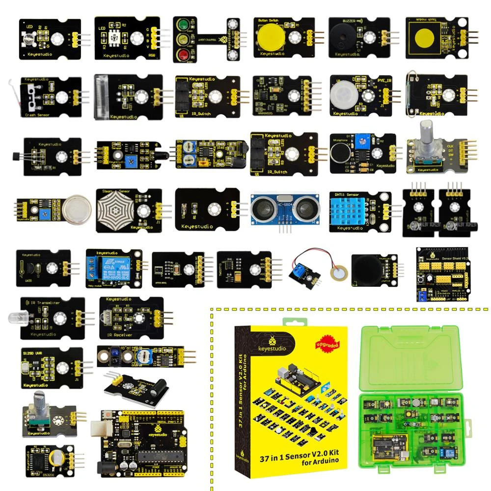 Новинка 2020! Keyestudio новый сенсорный стартовый комплект V2.0 37 в 1 коробка для Arduino UNO |