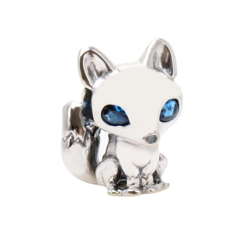

Claudia Genuine 925 Sterling Silver Blue Eyed Fox Charm fit Original bead Bracelet Jewelry Making DIY Gift