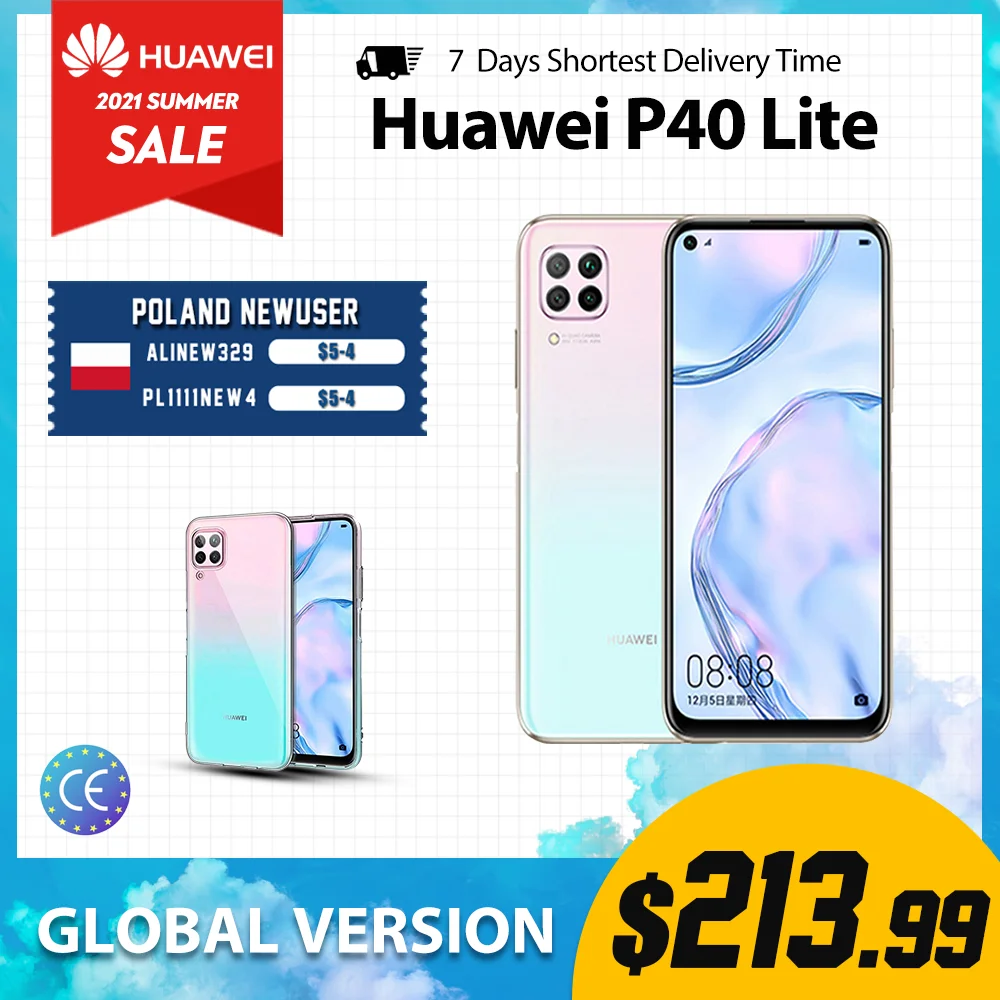 Huawei P40 Lite смартфон глобальная версия 6 ГБ 128 48MP AI Quard камера 4 &quotFHD экран Kirin 810 Octa Core 40
