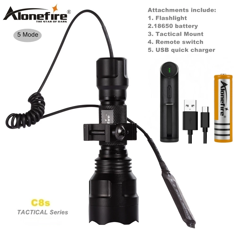 C8L2-5 25DK-C AloneFire Тактический светильник C8 CREE XM-L2 U3 светодиодный фонарь страйкбол прицел ружья светильник 18650 перезаряжаемая батарея - Цвет: C8L2-5 25DK-C