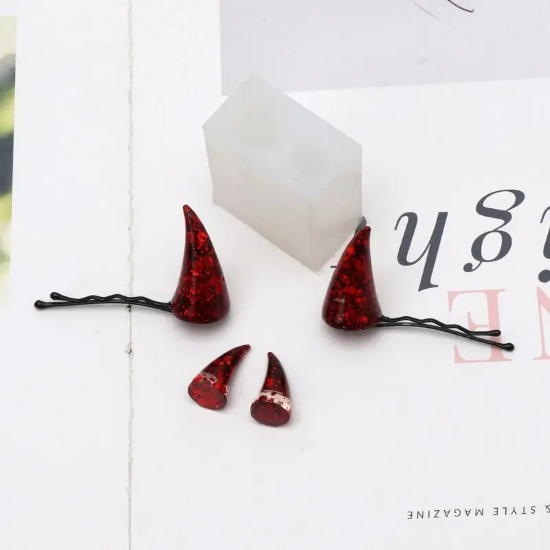 

Cute Devil Horns Hair Clips Resin Molds Epoxy Resin Mould Jewelry Making Tools Dropshipping