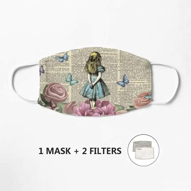 

Alice In Wonderland - Wonderland Garden Mask Unisex Reusable Washable Face Mask Half Face Mouth Funny Face Protect Filter