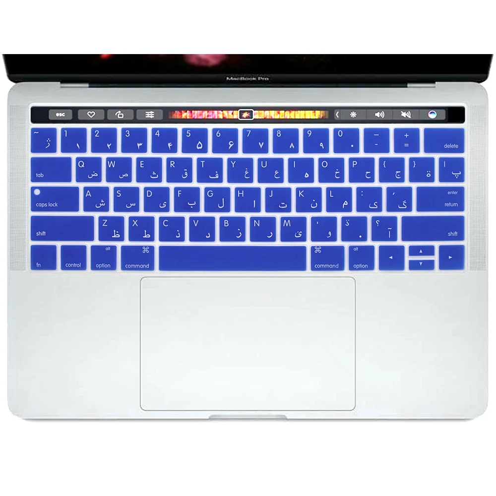 Blue КРЗ арабский силиконовая клавиатура кожного покрова для Mac Pro 1" A1706 A2159Pro 15" A1707 // выпуска с сенсорной панелью США Версия - Цвет: Blue